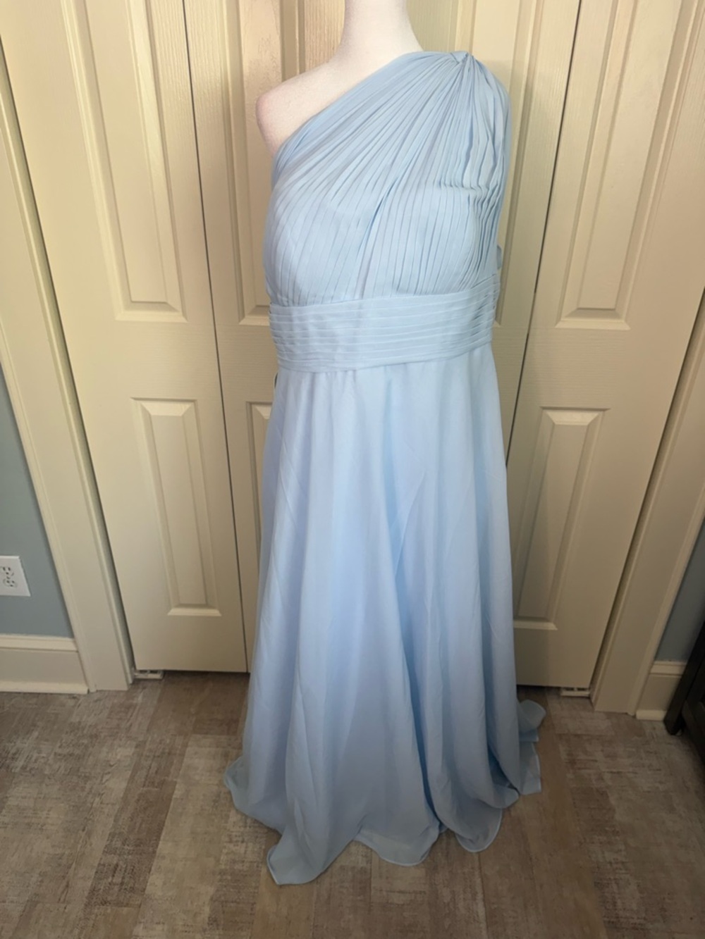One-Shoulder Light Blue Evening Gown